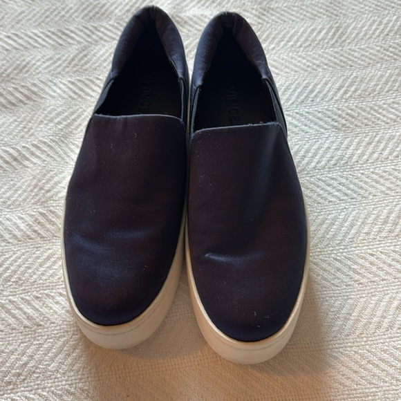 Vince Woman’s Navy Blue Satin‎ Platform Slip On Sneakers - Picture 3 of 8